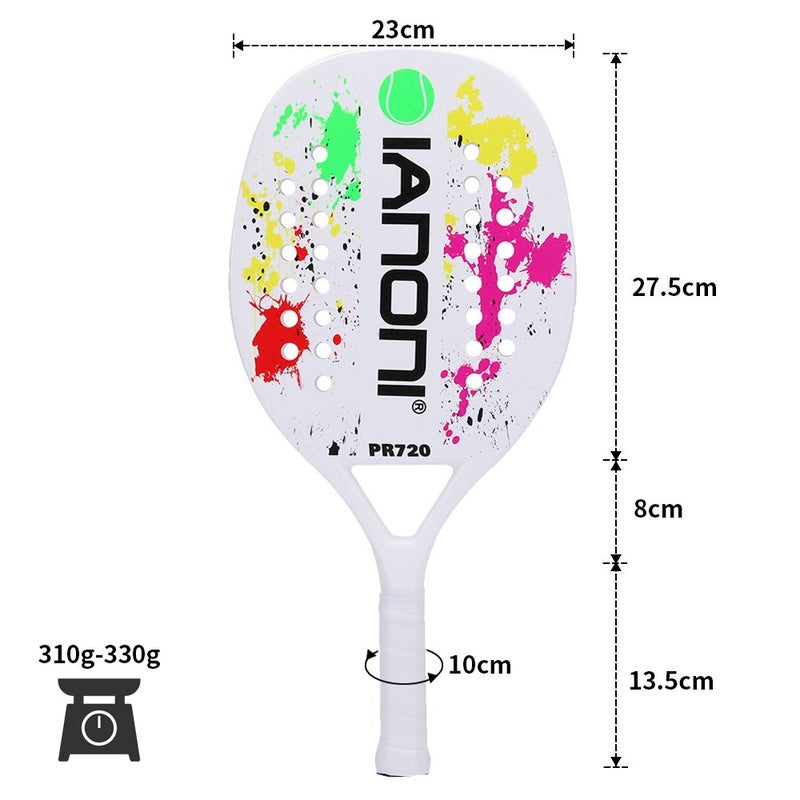 IANONI Beach Tennis Racket Carbon Paddle Fiber Grit Face with EVA Memory Foam Core Beach Tennis Raquet (White) - Image 4